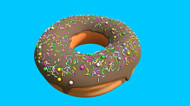 3D Render of a chocolate donut with sprinkles