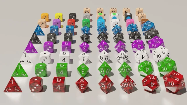 3D Render of Ultimate RPG Dice Set Collection